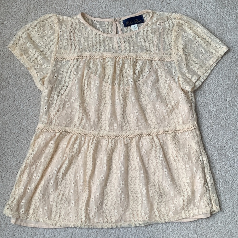 Francesca’s Y2K Semi Sheer Lace Babydoll Top Camisole Ecru Small Coquette Boho
